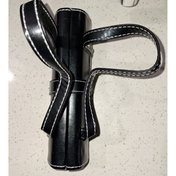 Black Small Rectangular Handbag Cosmetic Purse with Decorative Silver Tone Studs - Picture 14 of 15